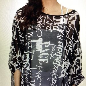 CHIFFON BLOUSE BATWING LOOSE TUNIC SHIRT TOP